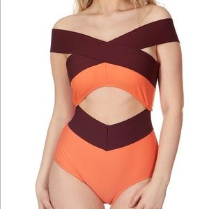 XOXO coral cutout one piece swimsuit NWT